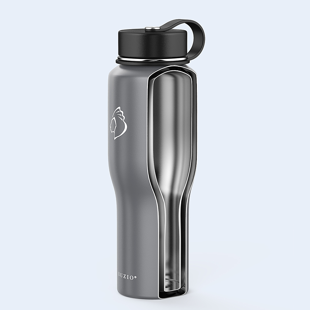 BUZIO 32 Oz Stainless Steel Vacuum Insulated Water Bottle, Tumbler Travel  Flask with Straw Lid and Flex Cap Fit in All Car Cup Holder 