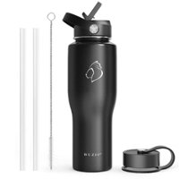 Buzio - Insulated Tumbler with Straw Lid and Flex Lid, Black 32oz - Black - Angle_Zoom