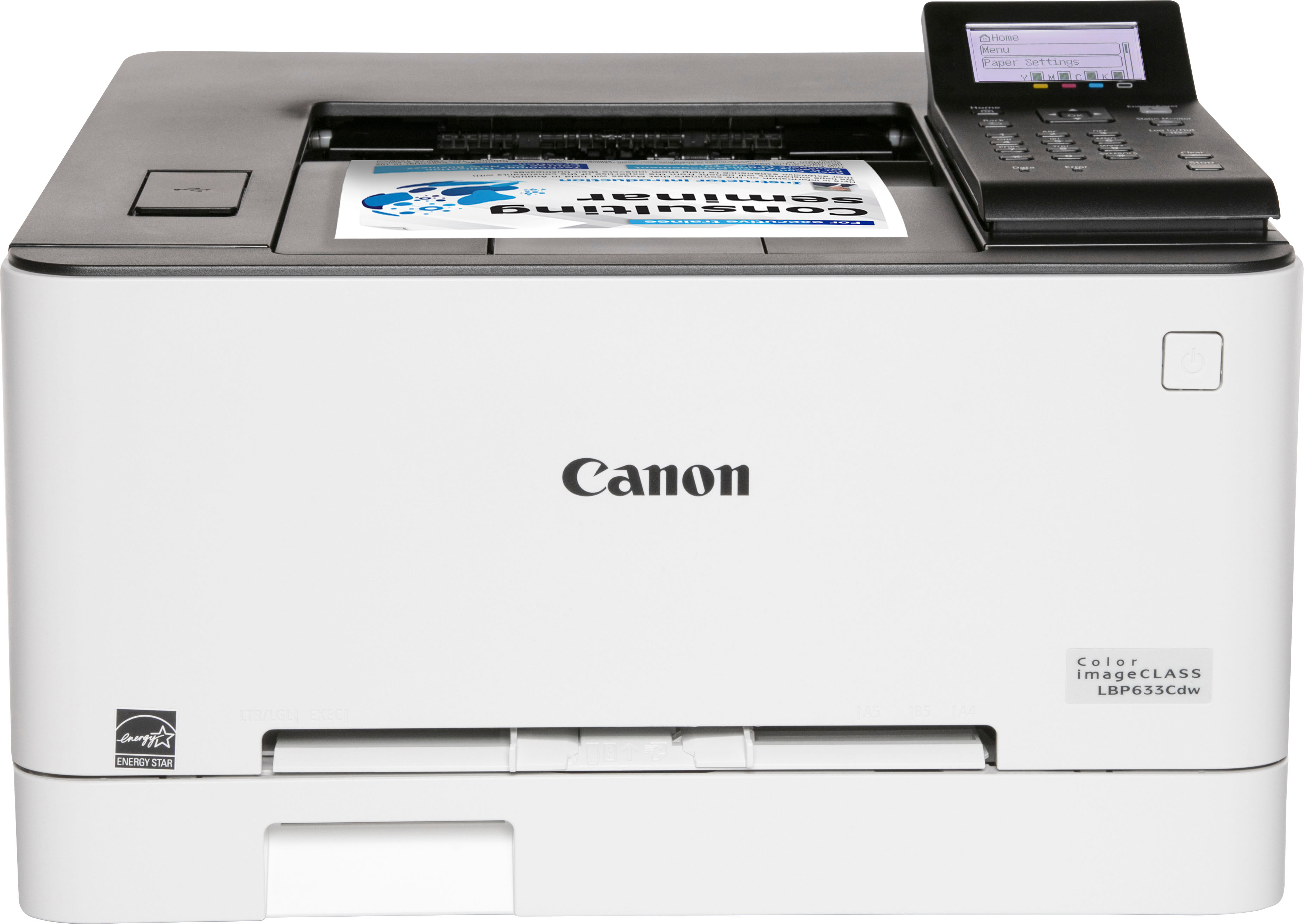 Left View: Canon - imageCLASS LBP633Cdw Wireless Color Laser Printer - White