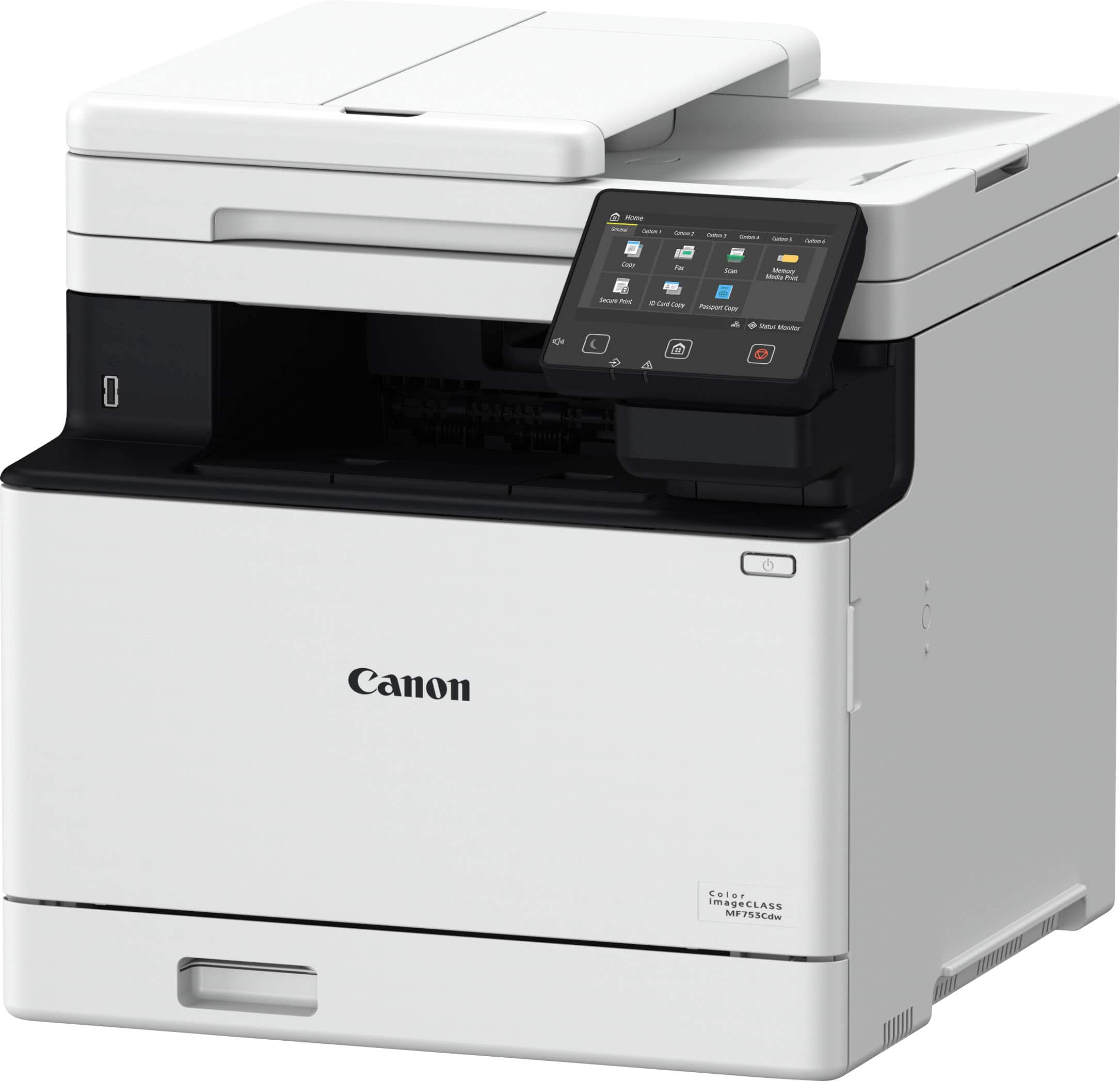 Angle. Canon - imageCLASS MF753Cdw Wireless Color All-In-One Laser Printer with Fax - White.