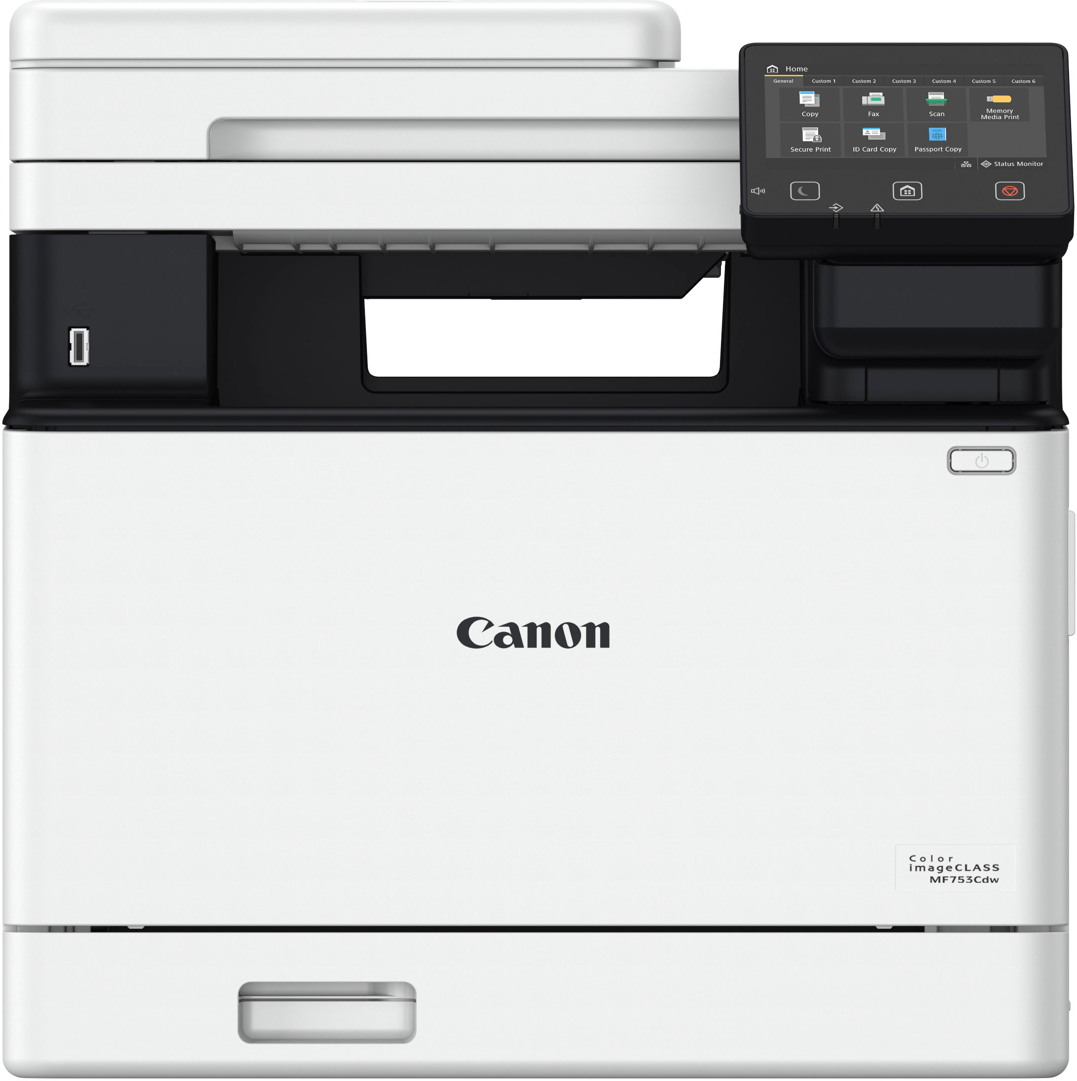 Left View: Canon - imageCLASS MF753Cdw Wireless Color All-In-One Laser Printer with Fax - White