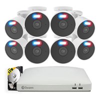 Swann - Enforcer 8 Channel 8 Cameras Indoor/Outdoor 1080P 1TB DVR Security System with Analytics - Black/White - Front_Zoom