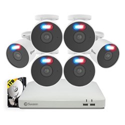 Swann - Enforcer 8 Channel 6 Cameras Indoor/Outdoor 1080P 1TB DVR Security System with Analytics - Black/White - Front_Zoom