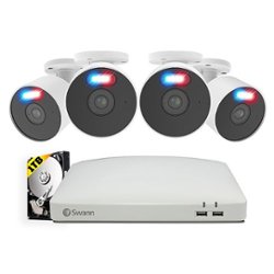 Swann - Enforcer 8 Channel 4 Cameras Indoor/Outdoor 1080P 1TB DVR Security System with Analytics - Black/White - Front_Zoom
