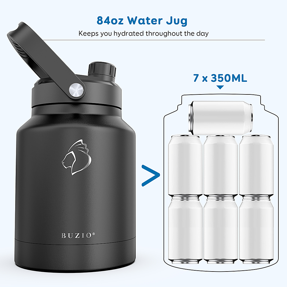 BUZIO 64oz Insulated Water Bottle with Straw Lid, Half Gallon Double Wall  Vacuum Insulated Stainless Steel Water Bottle 