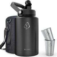Buzio - Rock Series Insulated Water Bottle Growler with 2 Stainless Cups - Black - Angle_Zoom