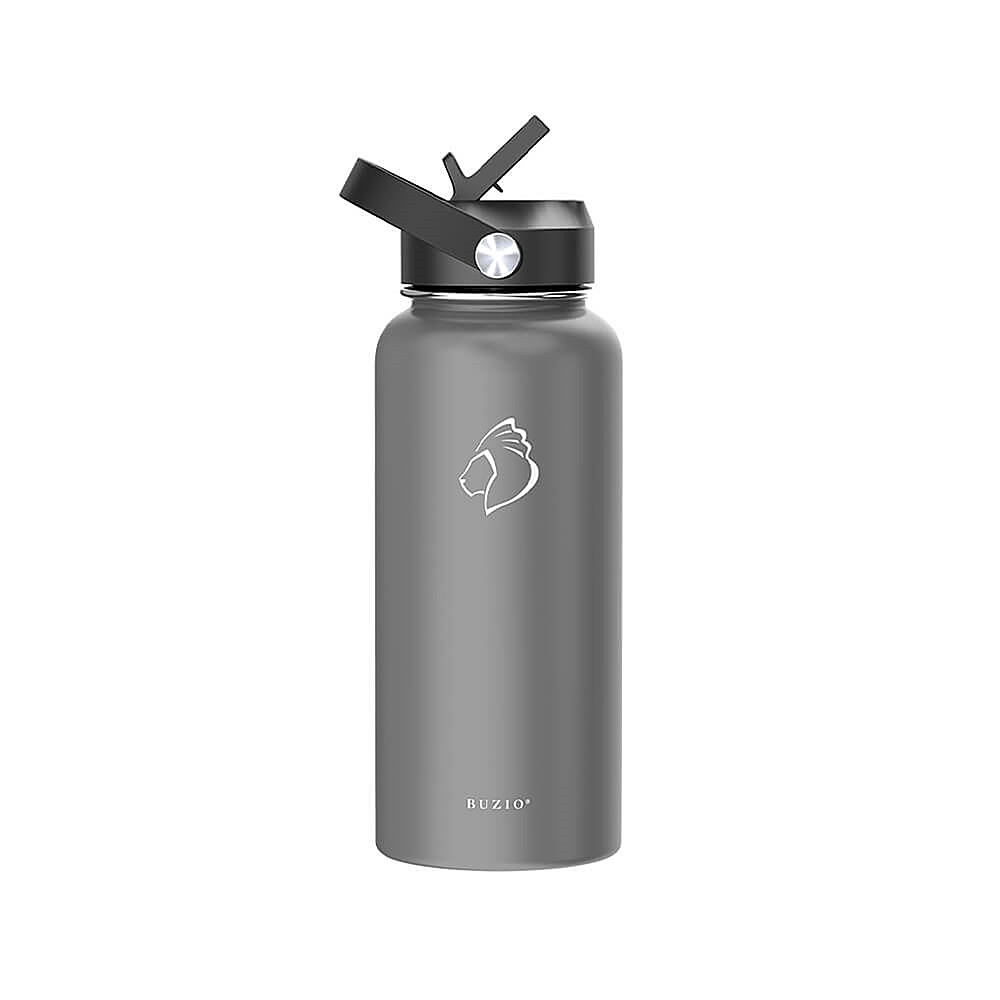 Buzio - Duet Series Insulated 40 oz Water Bottle with Straw Lid and Flex Lid - Gray