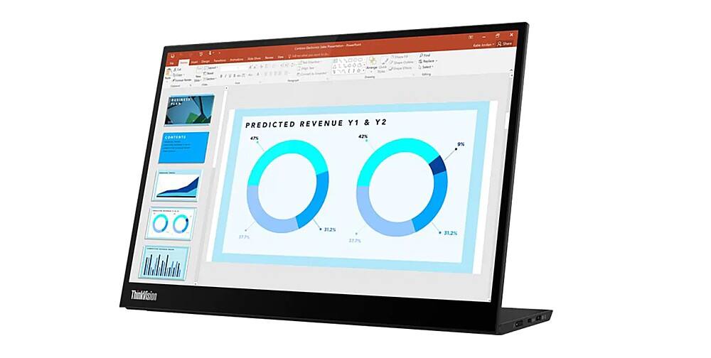 Angle. Lenovo - ThinkVision M14d 14" IPS LCD Monitor (USB-C) - Raven Black.