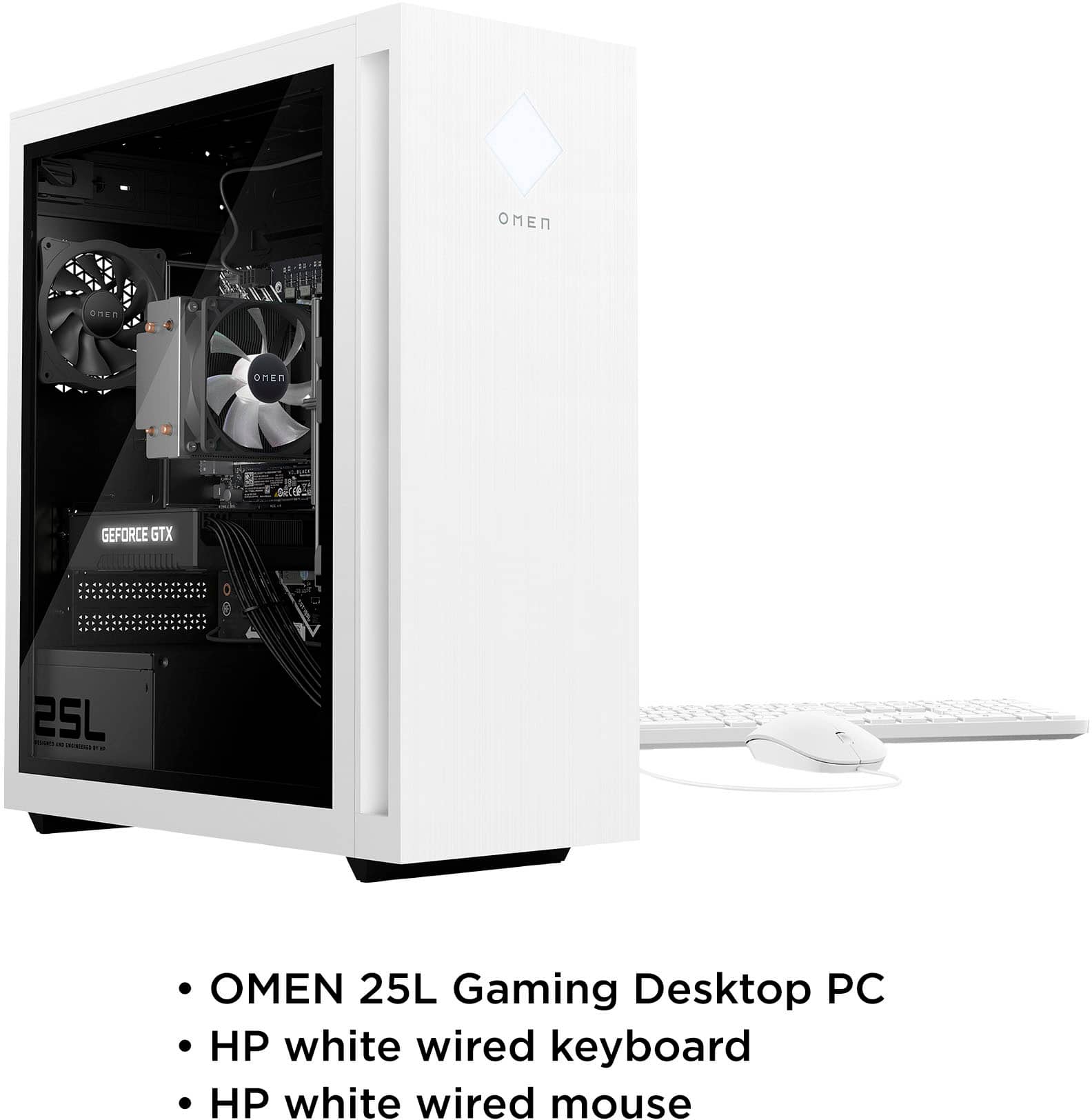 Alt View 4. HP OMEN - 25L Gaming Desktop - Intel Core i3-13100F - 8GB DDR5 Memory - NVIDIA GeForce GTX 1660 SUPER - 512GB SSD - White.