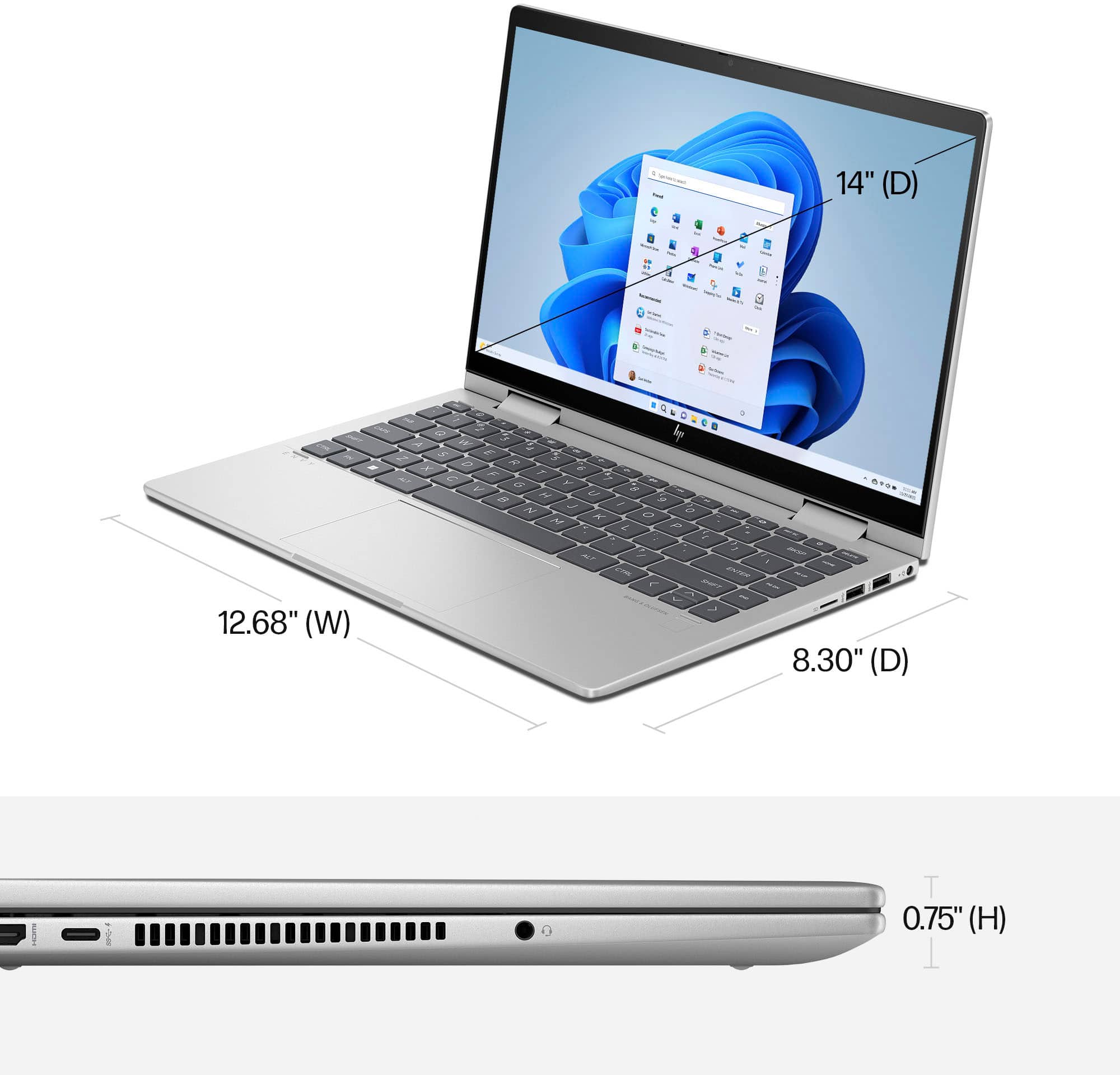 Alt View 10. HP - Envy 2-in-1 14" Full HD Touch-Screen Laptop - Intel Core i5 - 8GB Memory - 512GB SSD - Natural Silver.