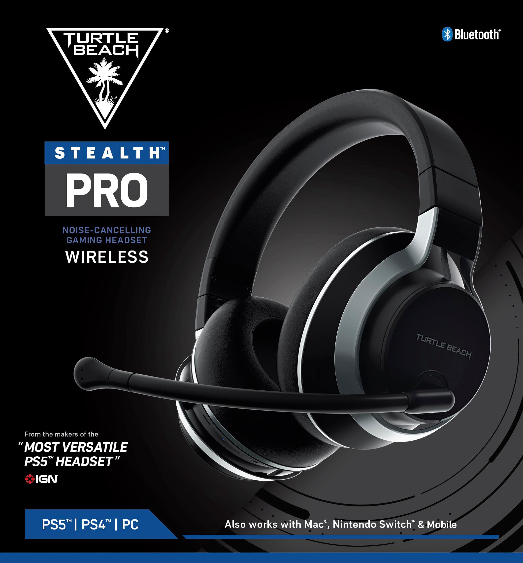 Alt View 24. Turtle Beach - Stealth Pro PlayStation Edition Wireless Noise-Cancelling Gaming Headset for PS5, PS4, Switch and PC - Dual Batteries - Black.