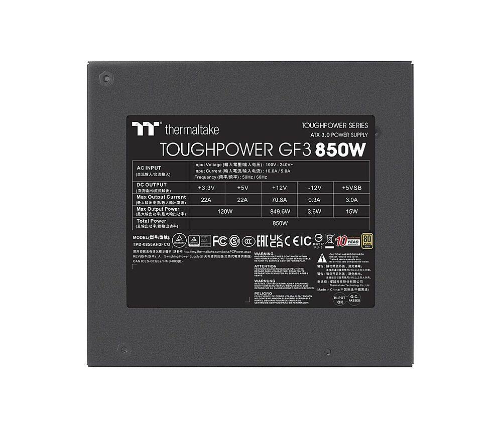 Alt View 19. Thermaltake - Toughpower GF3 850W 80 PLUS Gold PCIe Gen 5 ATX 3.0 Ready Fully Modular Power Supply - Black.