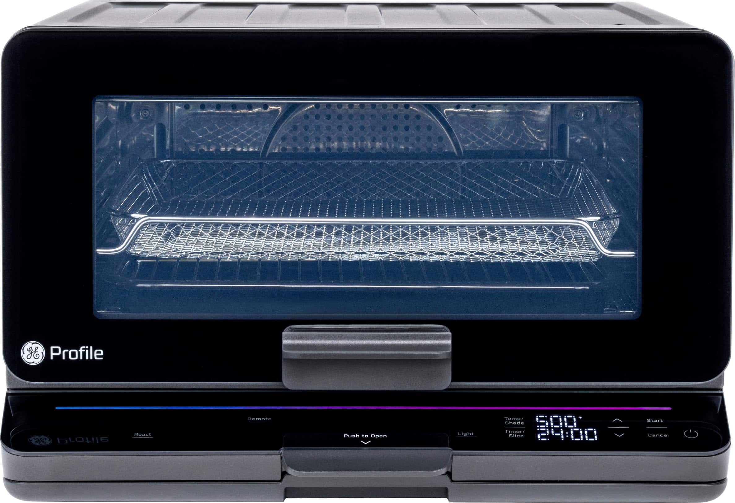 Left. GE Profile - Smart Oven with No Preheat, Air Fry and Built-in WiFi - Black.