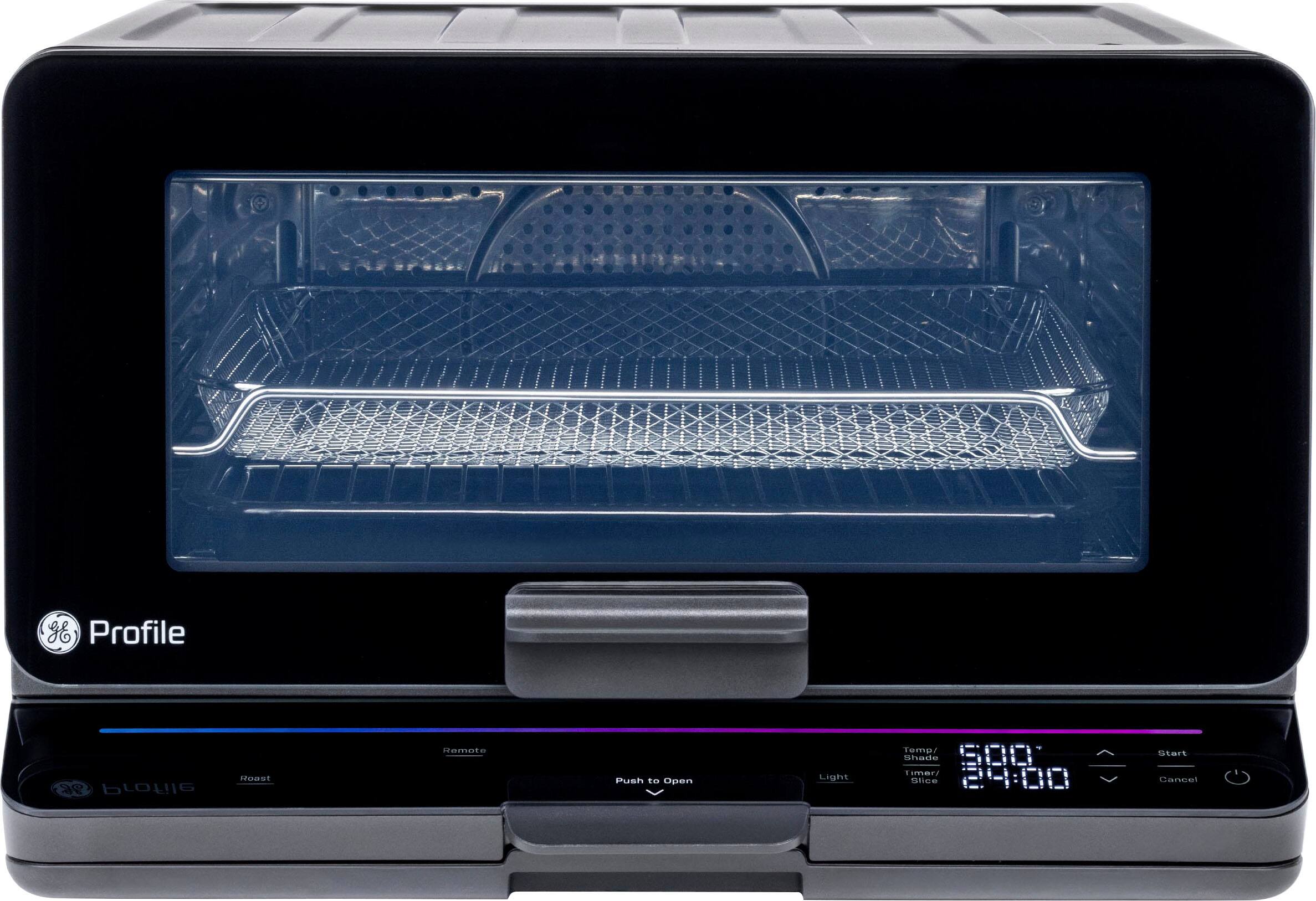 Left. GE Profile - Smart Oven with No Preheat, Air Fry and Built-in WiFi - Black.