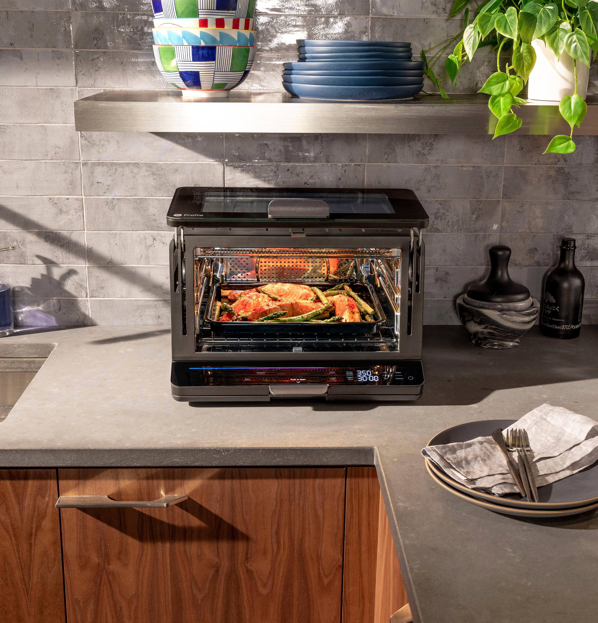 Alt View 14. GE Profile - Smart Oven with No Preheat, Air Fry and Built-in WiFi - Black.
