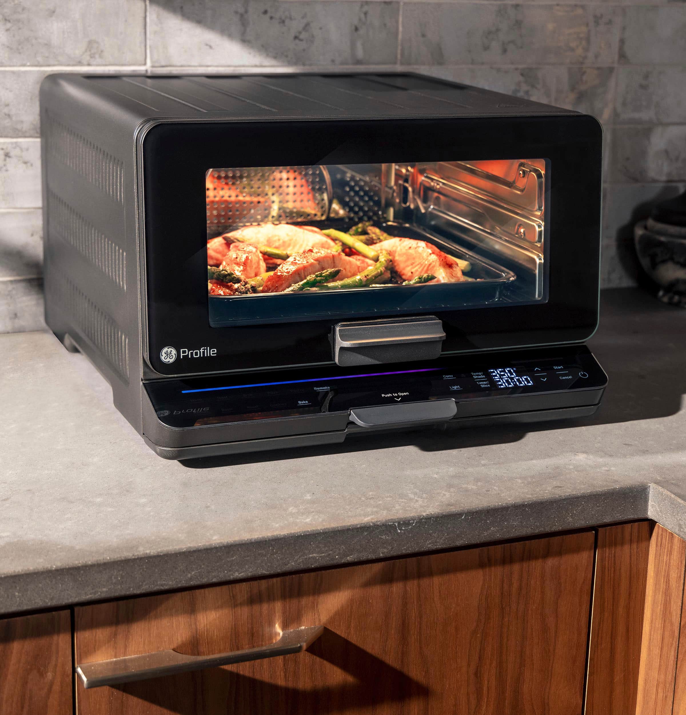 Alt View 15. GE Profile - Smart Oven with No Preheat, Air Fry and Built-in WiFi - Black.