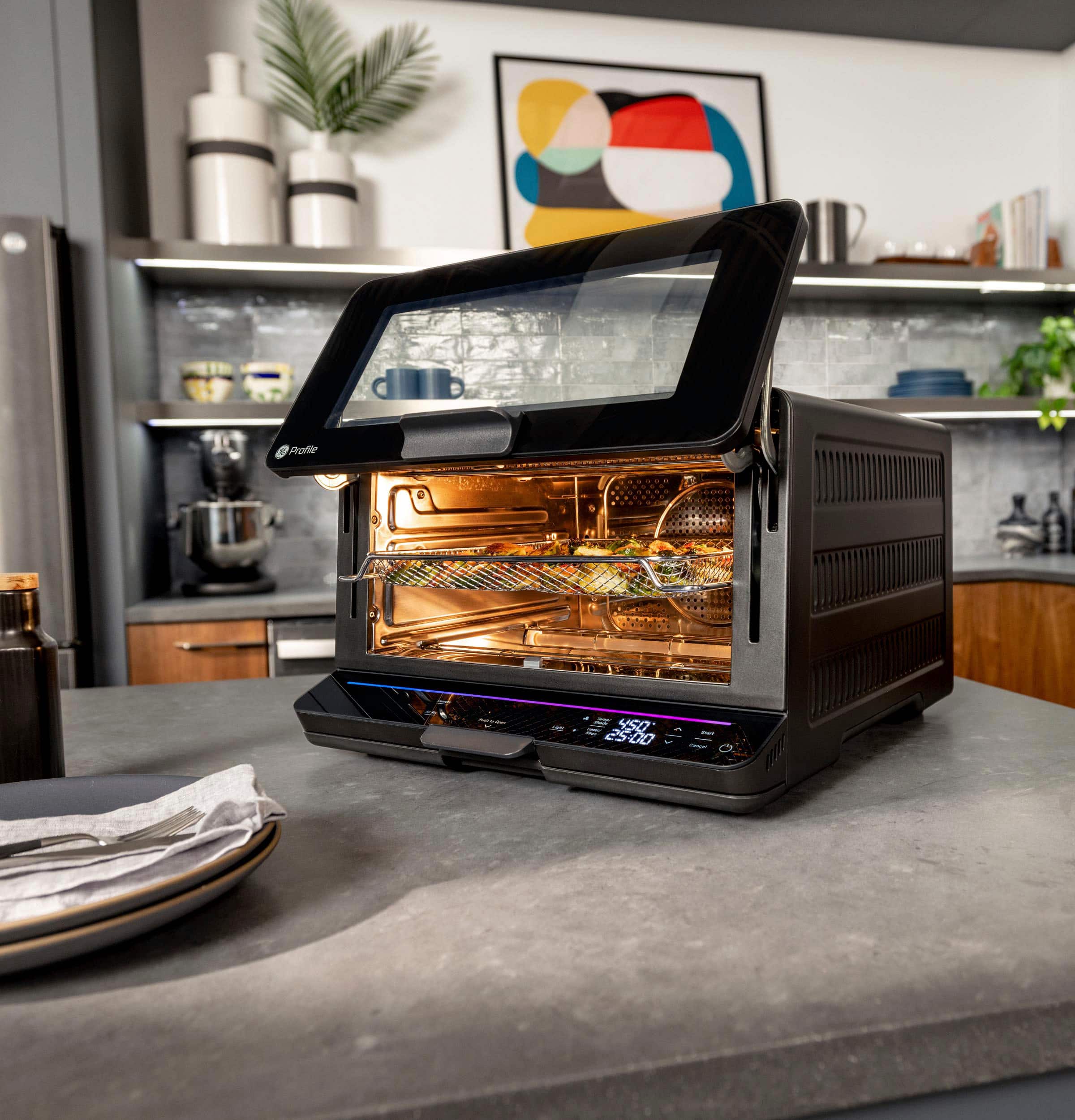 Alt View 19. GE Profile - Smart Oven with No Preheat, Air Fry and Built-in WiFi - Black.