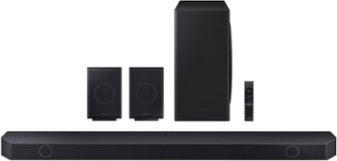 Samsung - Q-Series  9.1.4ch  Wireless True Dolby Atmos Soundbar +  Rear Speakers w/ Q-Symphony - Titan Black - Front_Zoom