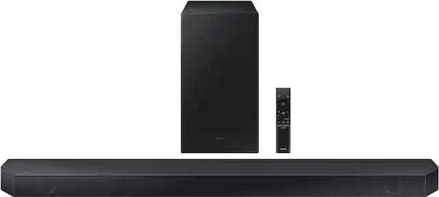 Front. Samsung - HW-Q600C 3.1.2 Channel Q-series Soundbar with Wireless Subwoofer, Dolby Atmos and Q-Symphony - Titan Black.