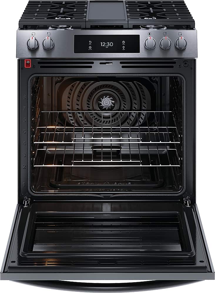 Left. Frigidaire - Gallery 6.1 Cu. Ft. Freestanding Oven Gas Total Convection Range - Black.