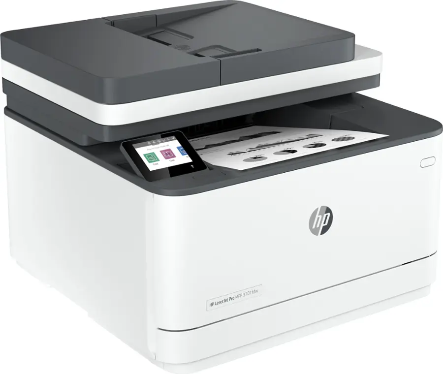 Alt View 13. HP - LaserJet Pro MFP 3101fdw Wireless Black-and-White All-in-One Laser Printer - White.