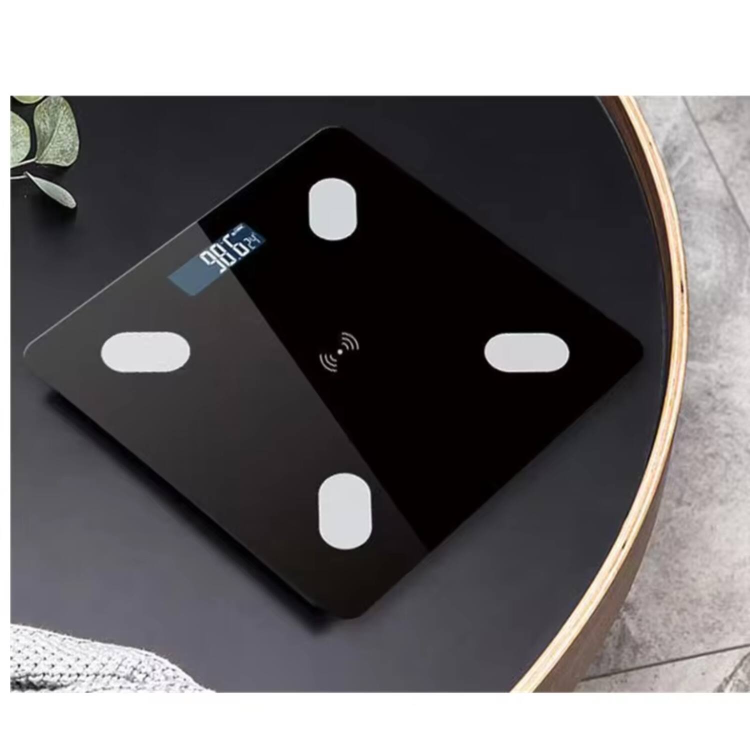 Angle. Luckbyte - Smart Body Fat Scale, Bluetooth Digital Bathroom Scale, Body Composition Analyzer with Smartphone App - Black.