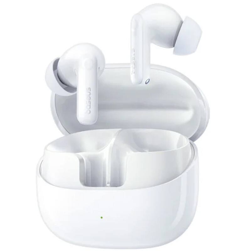 Front. Baseus - Baseus Bass BP1 Pro Noise Cancelling Wireless Earbuds, Real-Time 55H Playtime, IP55 Waterproof, Bluetooth 6.0,White - White.
