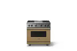 Viking - 5.1 Cu. Ft. 36"W Freestanding Gas Sealed 4 Burner Range with Griddle - Golden Hour - Front_Zoom