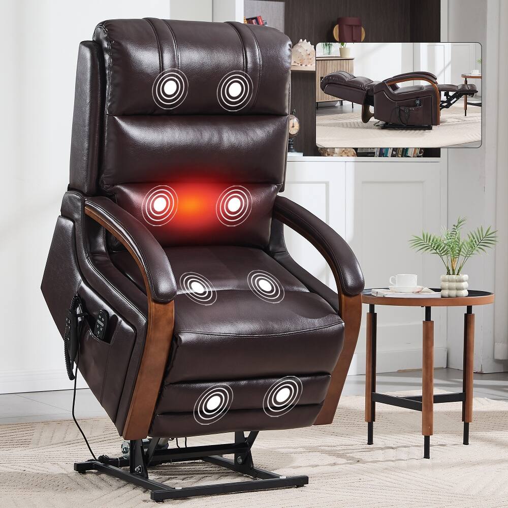 Alt View 7. Ropilly - Ropilly Power Lift Recliner Chair, Dual Motor Infinite Position, 350 LBS Heavy Duty with Heat Massage - Brown.