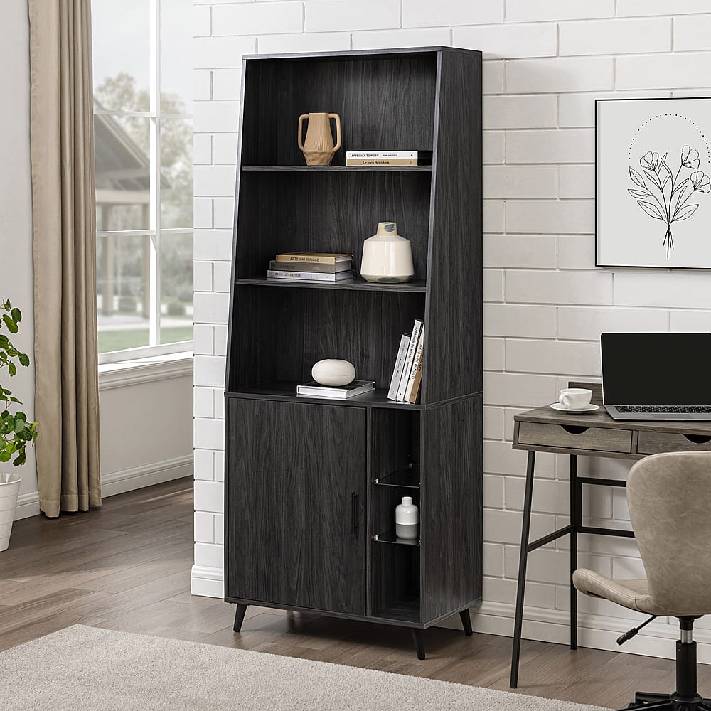 Alt View 12. Walker Edison - Mid-Century Modern Bookcase - Graphite.