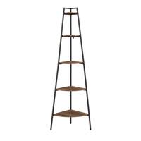 Walker Edison - Modern Metal and Wood Corner Bookshelf - Rustic Oak - Front_Zoom