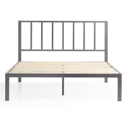 Brookside - Lori Twin Metal Bed with Headboard - Gray - Front_Zoom