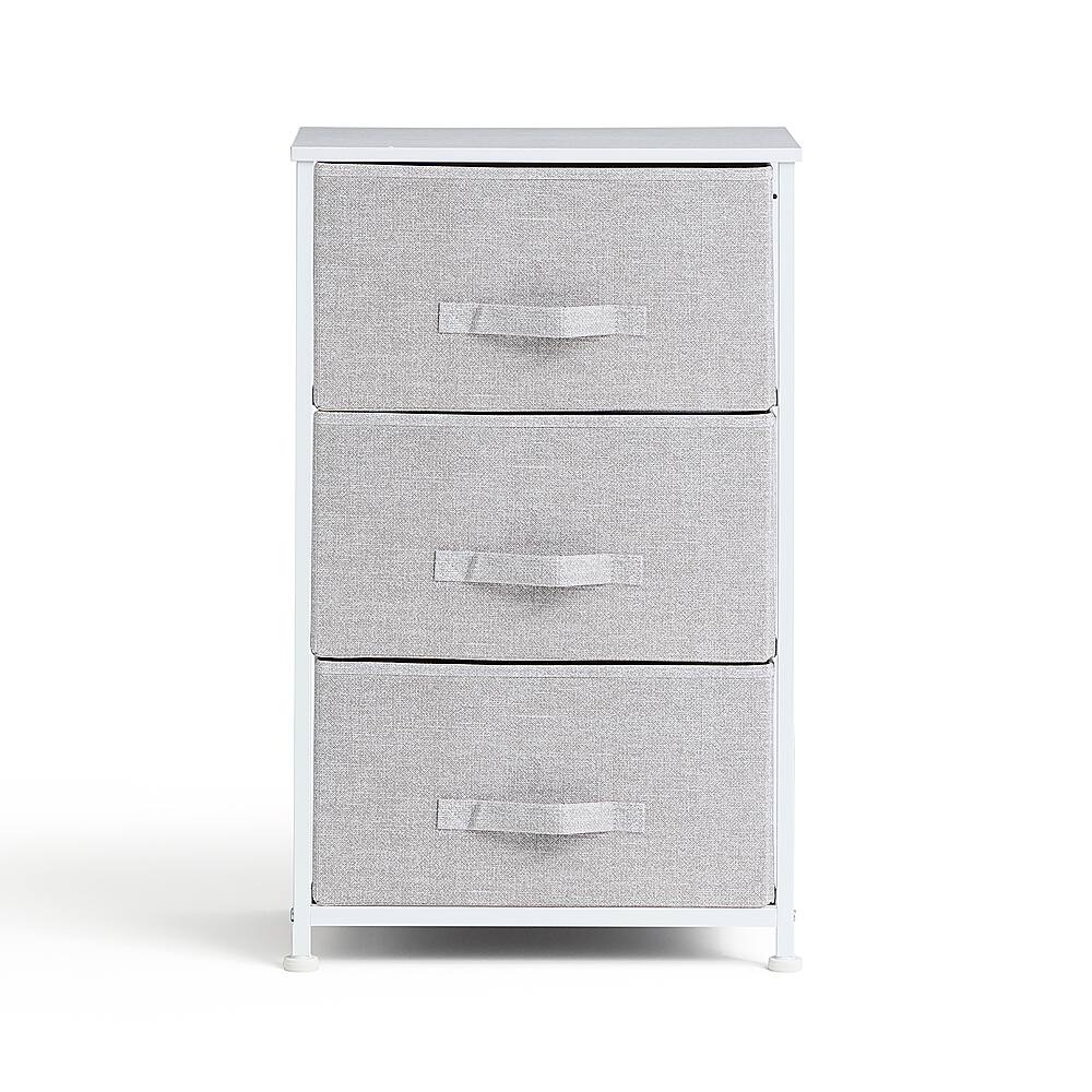 Best Buy Brookside Sierra Three Drawer Fabric Storage Chest White/Gray