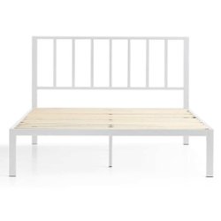 Brookside - Lori Queen Metal Bed with Headboard - White - Front_Zoom