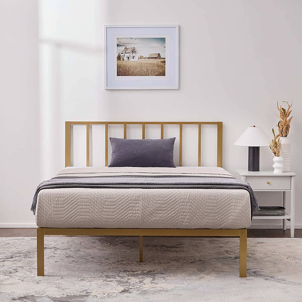 Best Buy: Brookside Lori Queen Metal Bed With Headboard Gold BS0001MBDQQGD