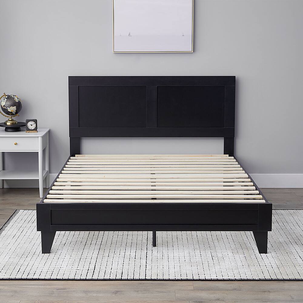 Black wooden deals twin bed frame