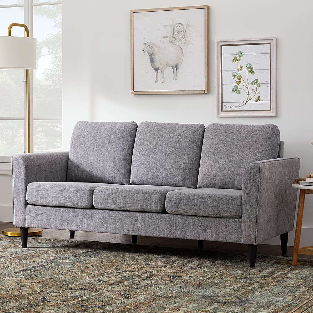 Best Buy: Brookside Clara 73” Upholstered Curved Arm Sofa Light Gray ...