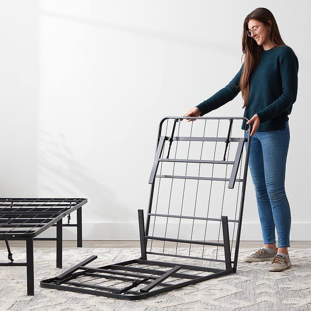 Left View: Lucid Comfort Collection King Metal Bed Frame - Metal