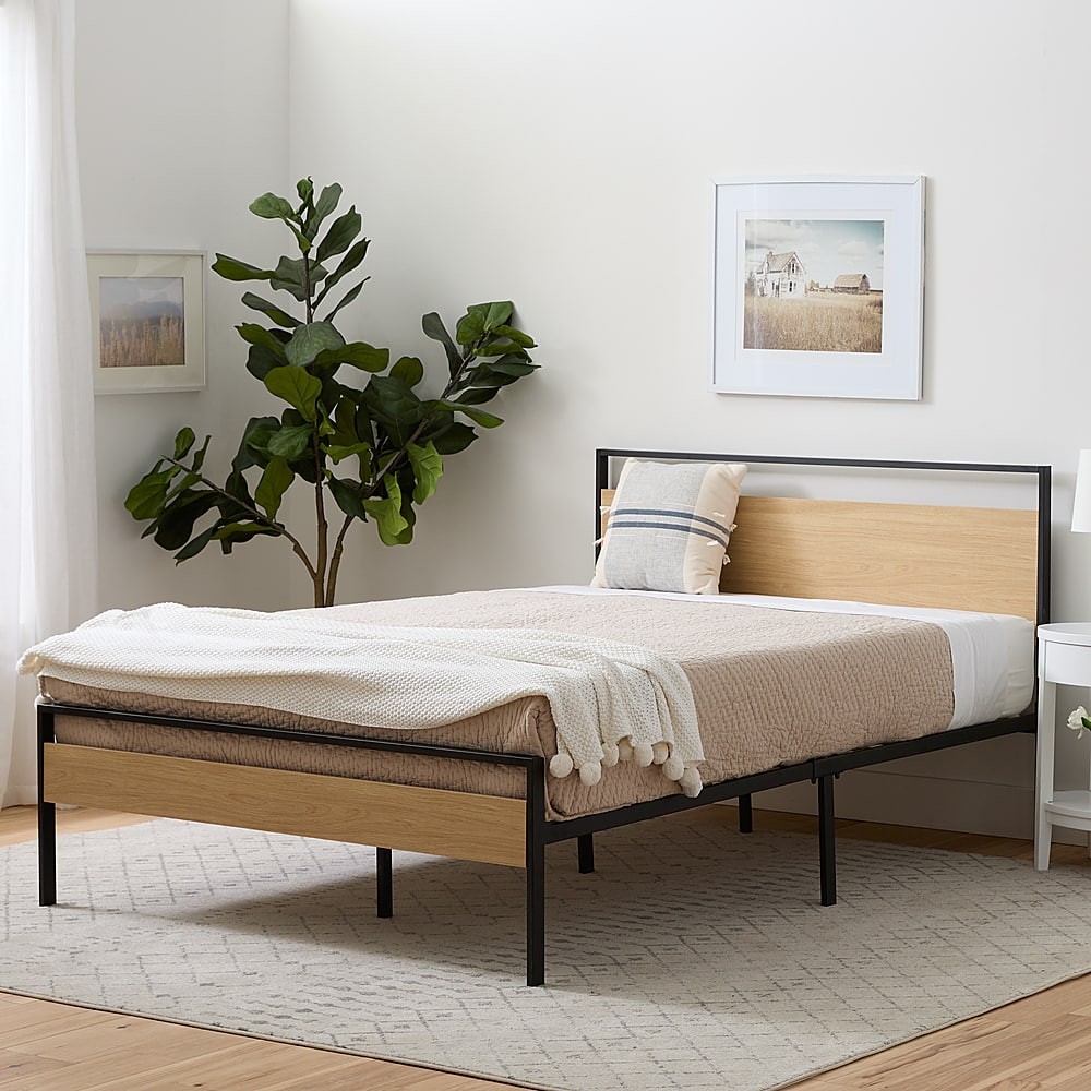 Best Buy: Brookside Nora Metal & Wood Platform Twin Bed Natural ...