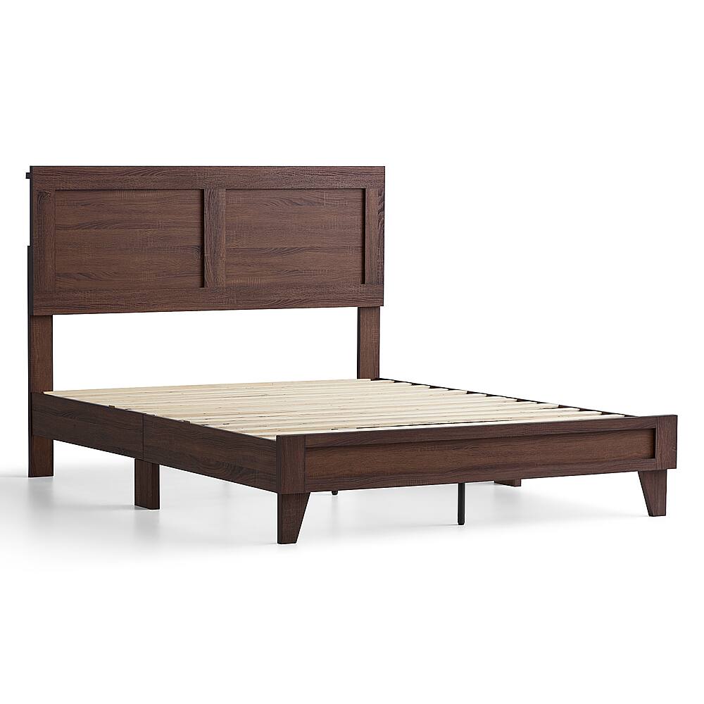 Best Buy Brookside Penny Wood Panel Platform King Bed Frame Oak