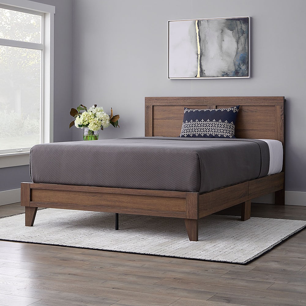 Best Buy: Brookside Penny Wood Panel Platform King Bed Frame Oak ...