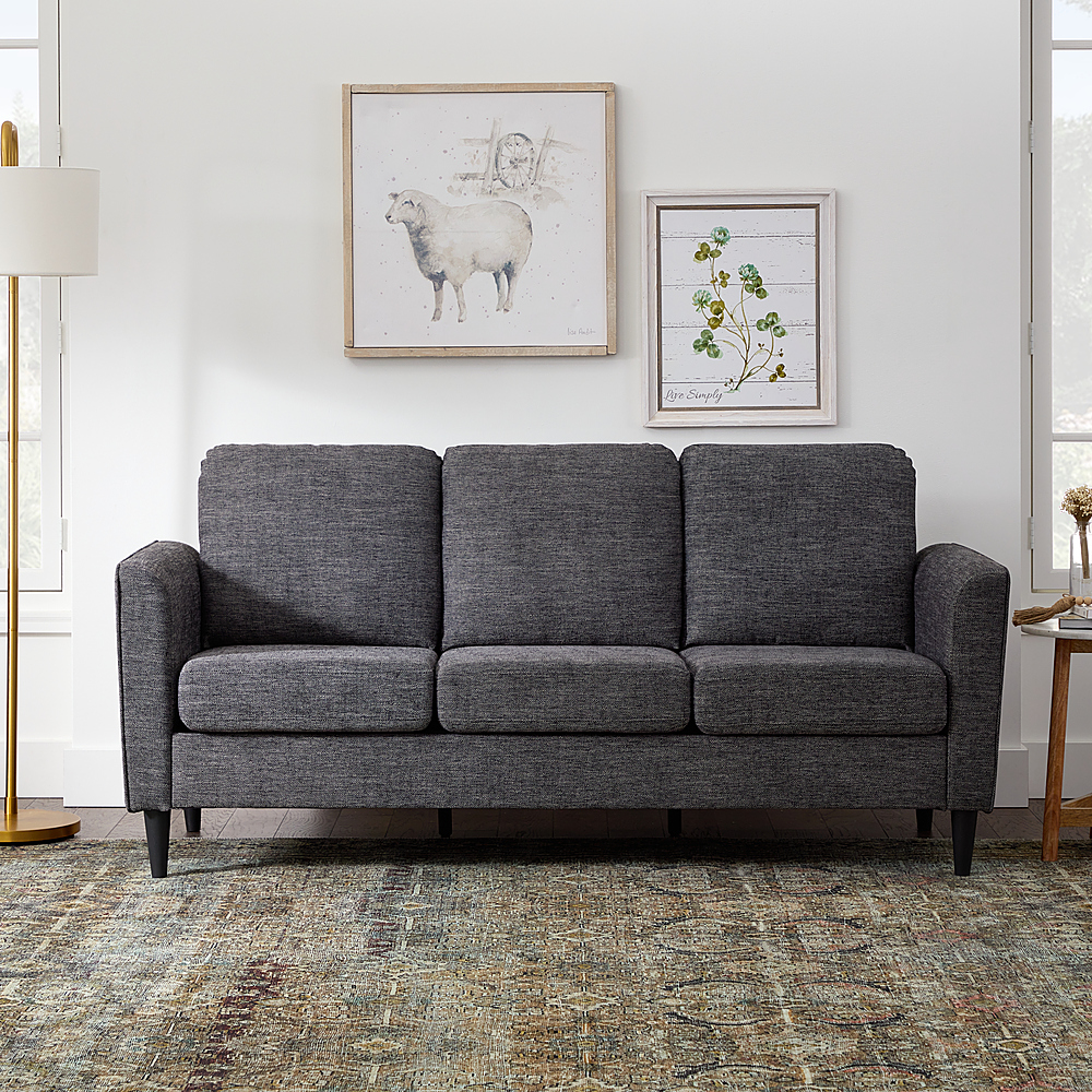 Angle View: Brookside - Clara 73” Upholstered Curved Arm Sofa - Charcoal