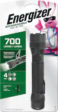 Front. Energizer - TAC-R 700 Rechargeable Flashlight with Micro-USB Charging Cable - Black.