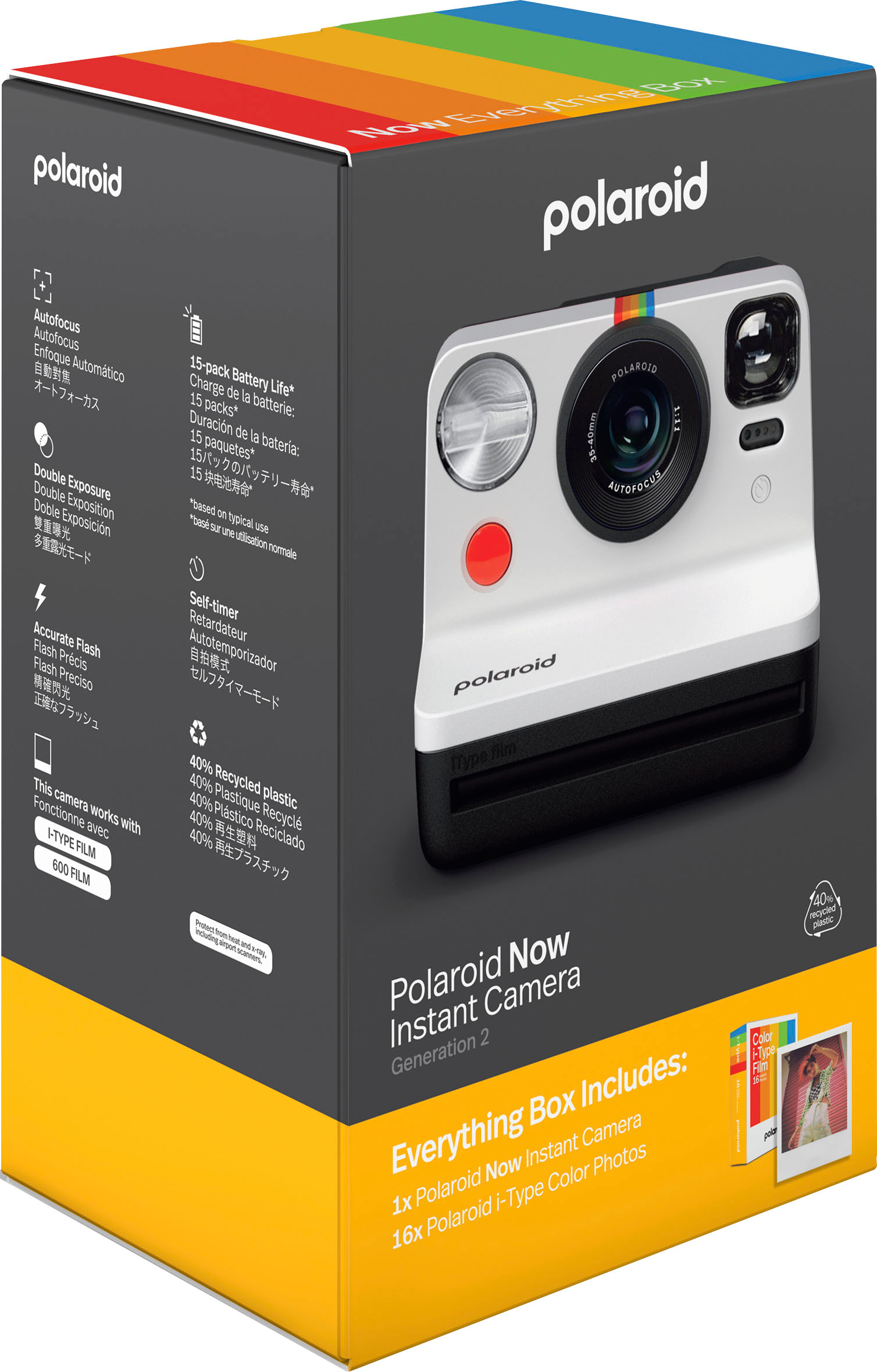 Polaroid Now Generation 2 Instant Camera - Everything Box - B&W Film Bundle  