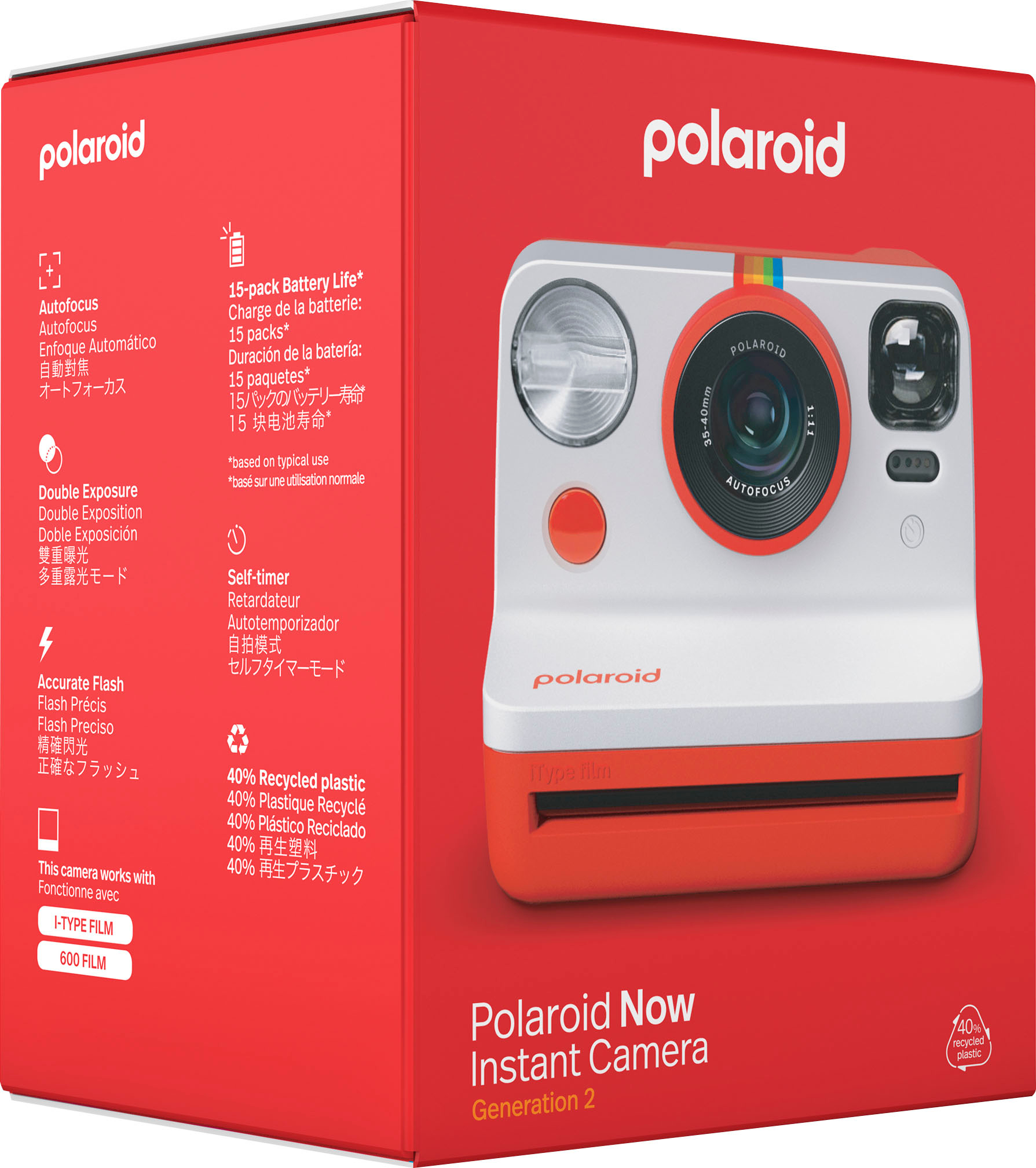 Polaroid Go Generation 2 Instant Camera with Selfie Mirror, Self-Timer, and  Double Exposure (Red) - 9098-POLAROID