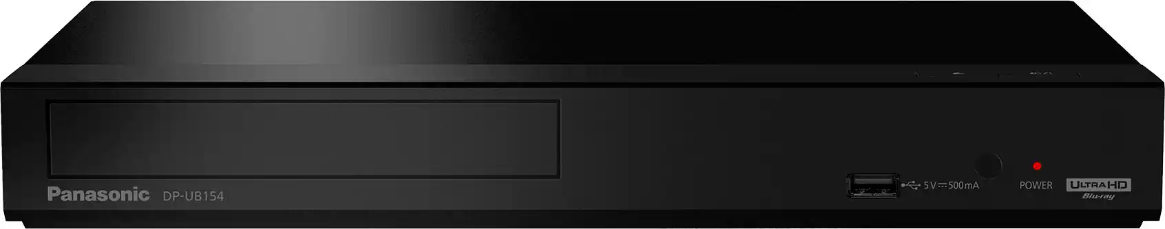 Front. Panasonic - 4K Ultra HD Dolby Atmos Audio DVD/CD/3D Blu-Ray Player, DP-UB154P-K - Black.