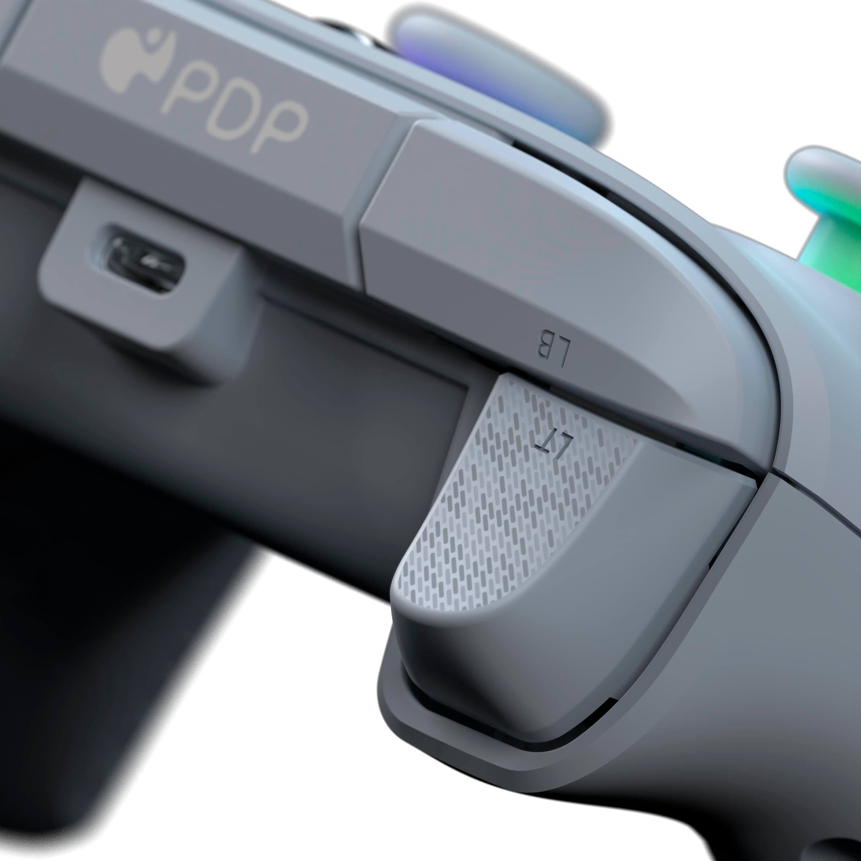 Angle. PDP - Afterglow Wave Wired LED Controller, Customizable/App Supported For Xbox Series X|S, Xbox One & Windows 10/11 PC - Gray.