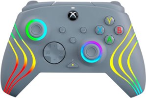 PDP - Afterglow Wave Wired LED Controller, Customizable/App Supported: Grey For Xbox Series X|S, Xbox One & Windows 10/11 - Front_Zoom