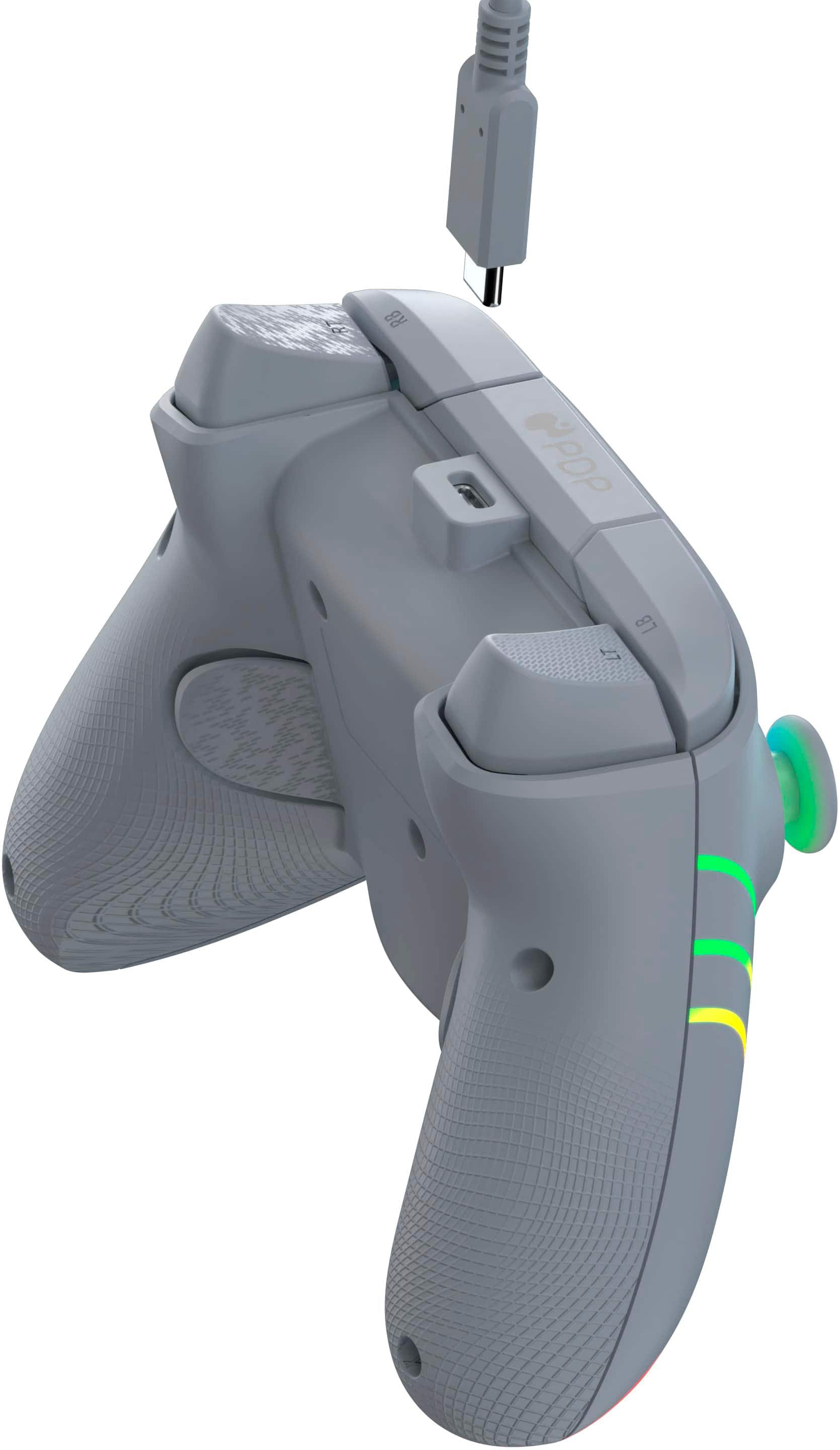 Alt View 11. PDP - Afterglow Wave Wired LED Controller, Customizable/App Supported For Xbox Series X|S, Xbox One & Windows 10/11 PC - Gray.