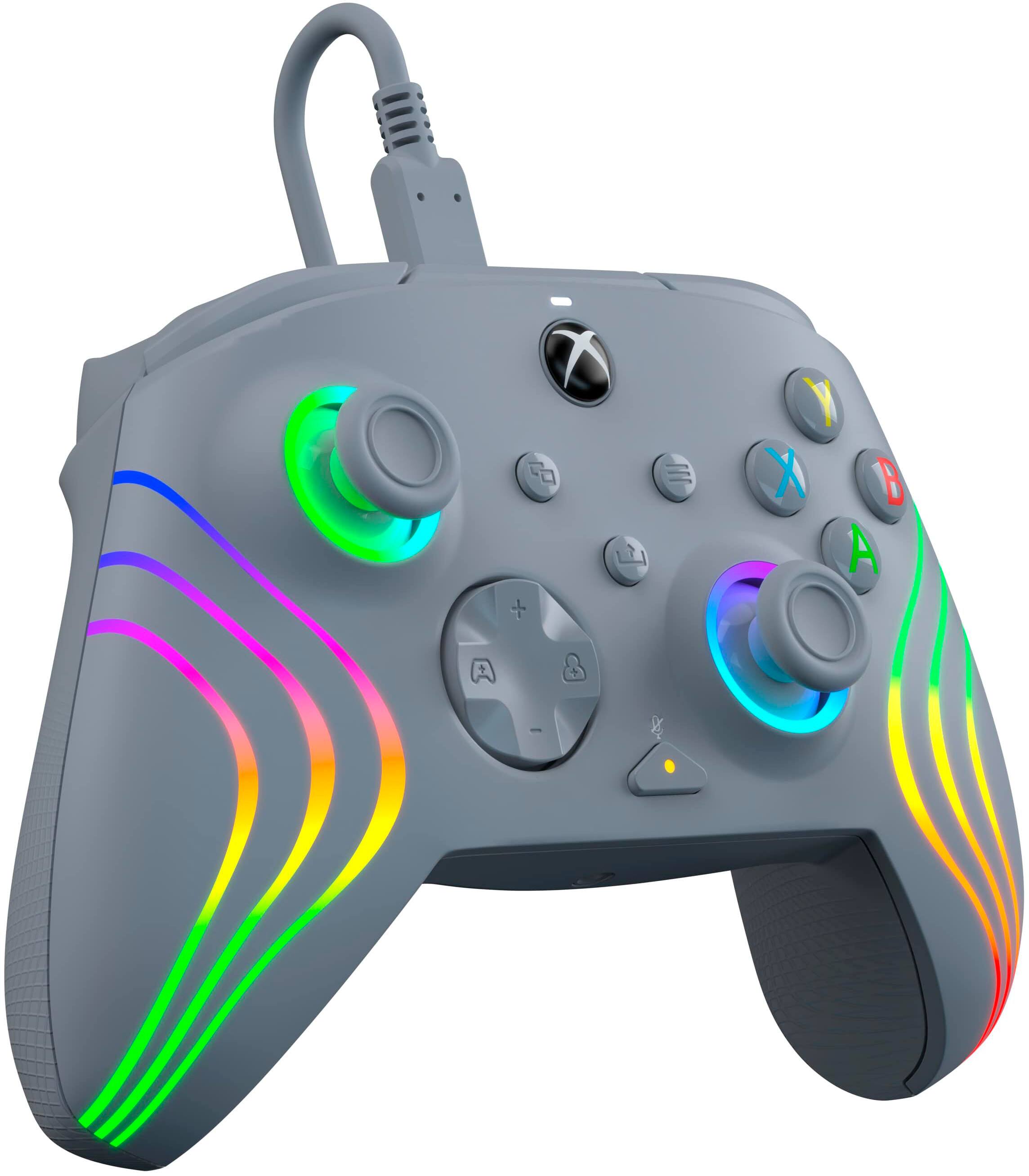 Alt View 14. PDP - Afterglow Wave Wired LED Controller, Customizable/App Supported For Xbox Series X|S, Xbox One & Windows 10/11 PC - Gray.